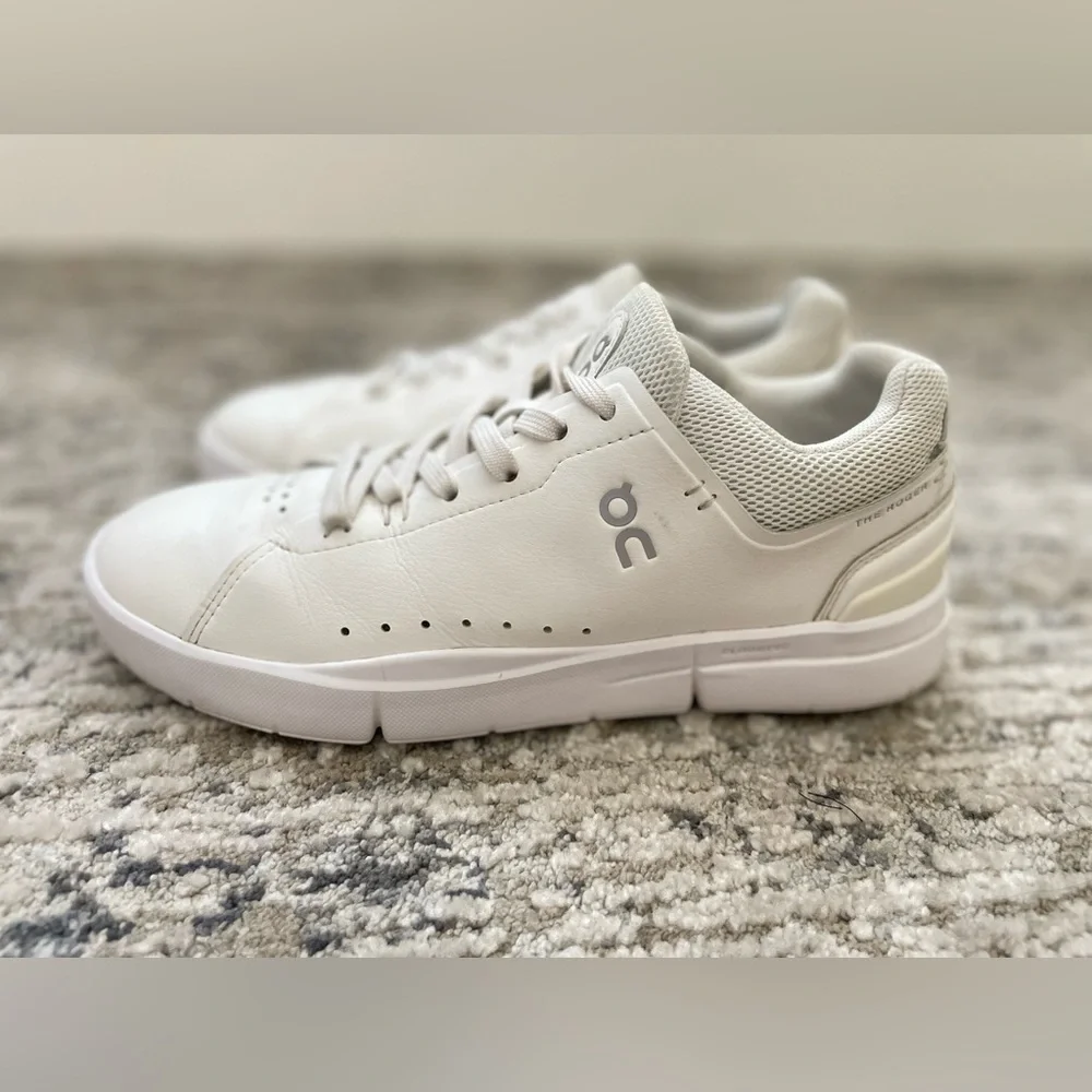 On Cloud The Roger Advantage White Leather Running Athletic Casual Shoes Size 7 - Picture 3 of 15